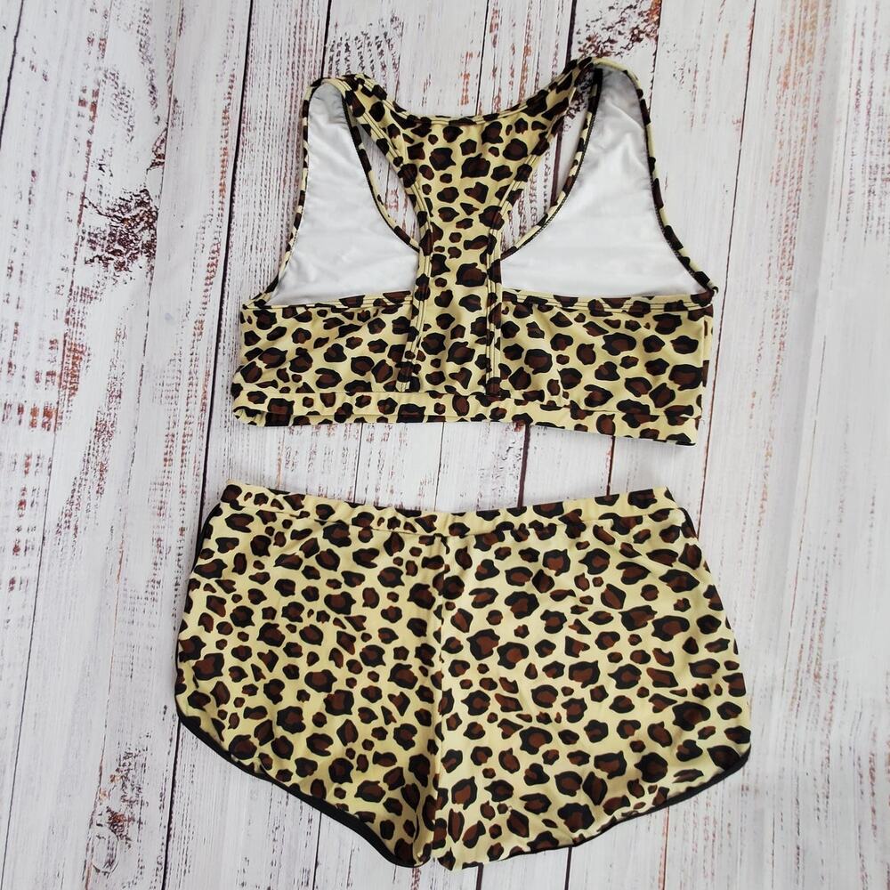 NEW Leopard Print 2 Piece Swim Suit 2XL Racer Back Top & Boy Shorts Coastal Vaca - Picture 4 of 11